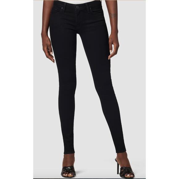 HUDSON Black 27 Denim Jeans Cotton Mid Rise Krista Super Skinny Regular Fit NEW - Picture 1 of 11